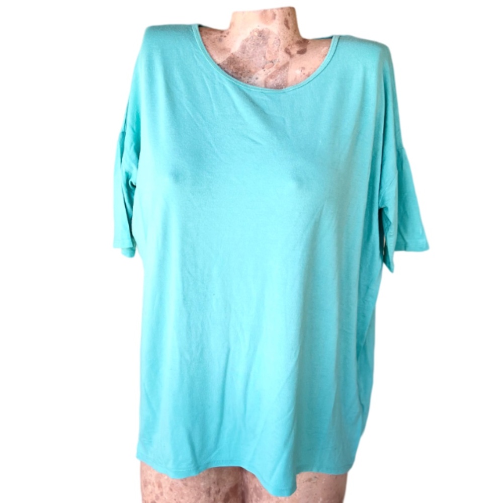 Turquoise Oversized 3/4 Sleeve Tunic - Picture 2 of 7